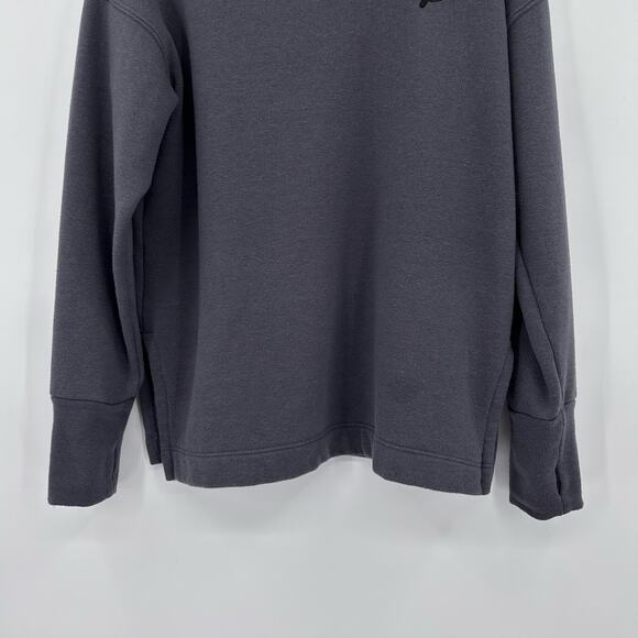 Peloton Charcoal Mock Neck Pullover Sweatshirt Logo Thumb Hole Cuffs Womens Sz S - Picture 5 of 12